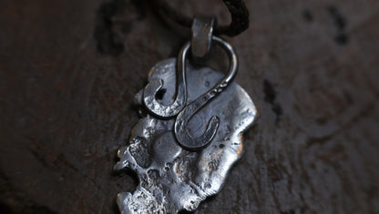Handmade sterling silver Metatron's Cube talisman with oxidised sacred geometry design