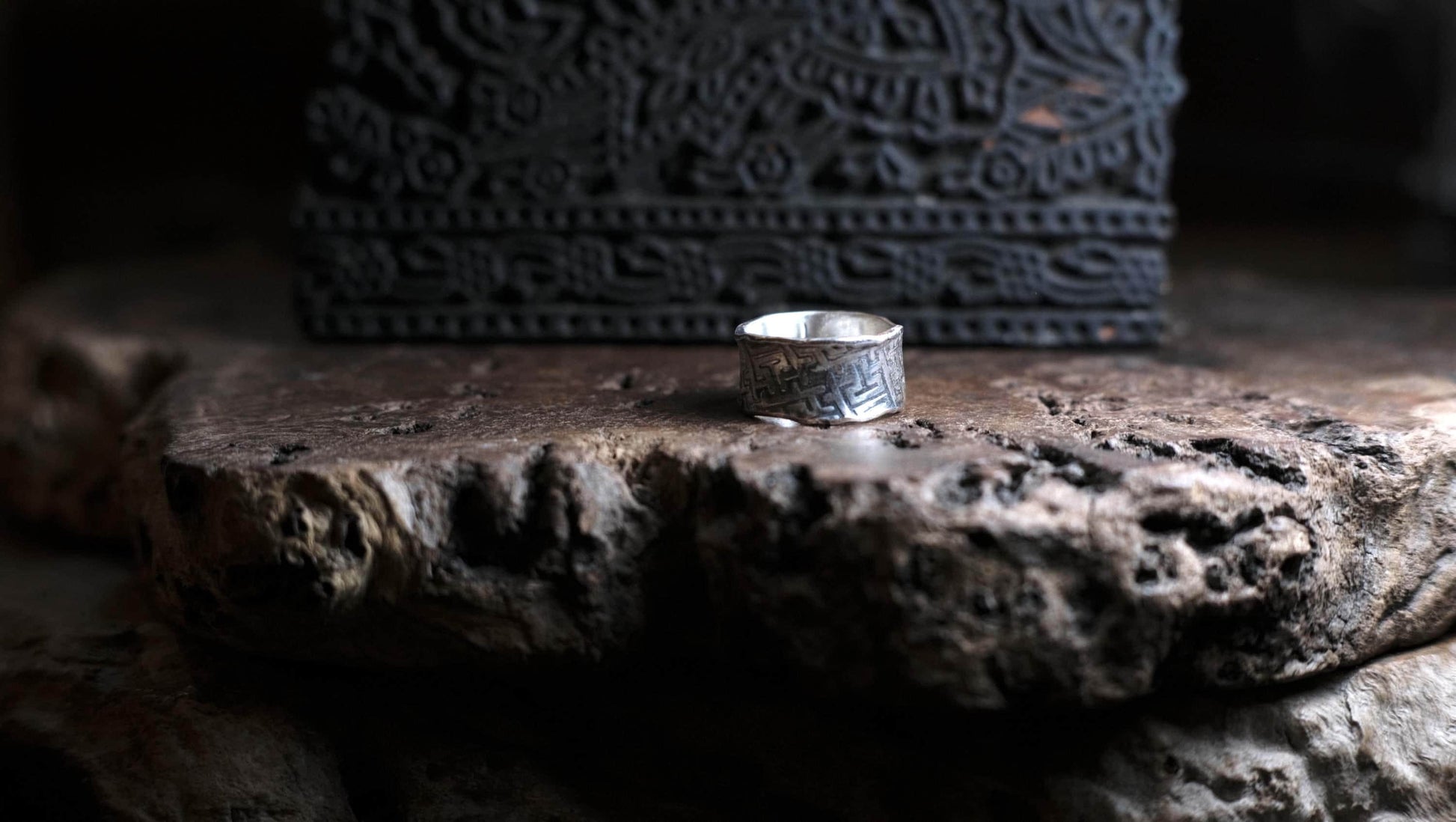 Handmade Sterling Silver Geometric Textured Band Ring