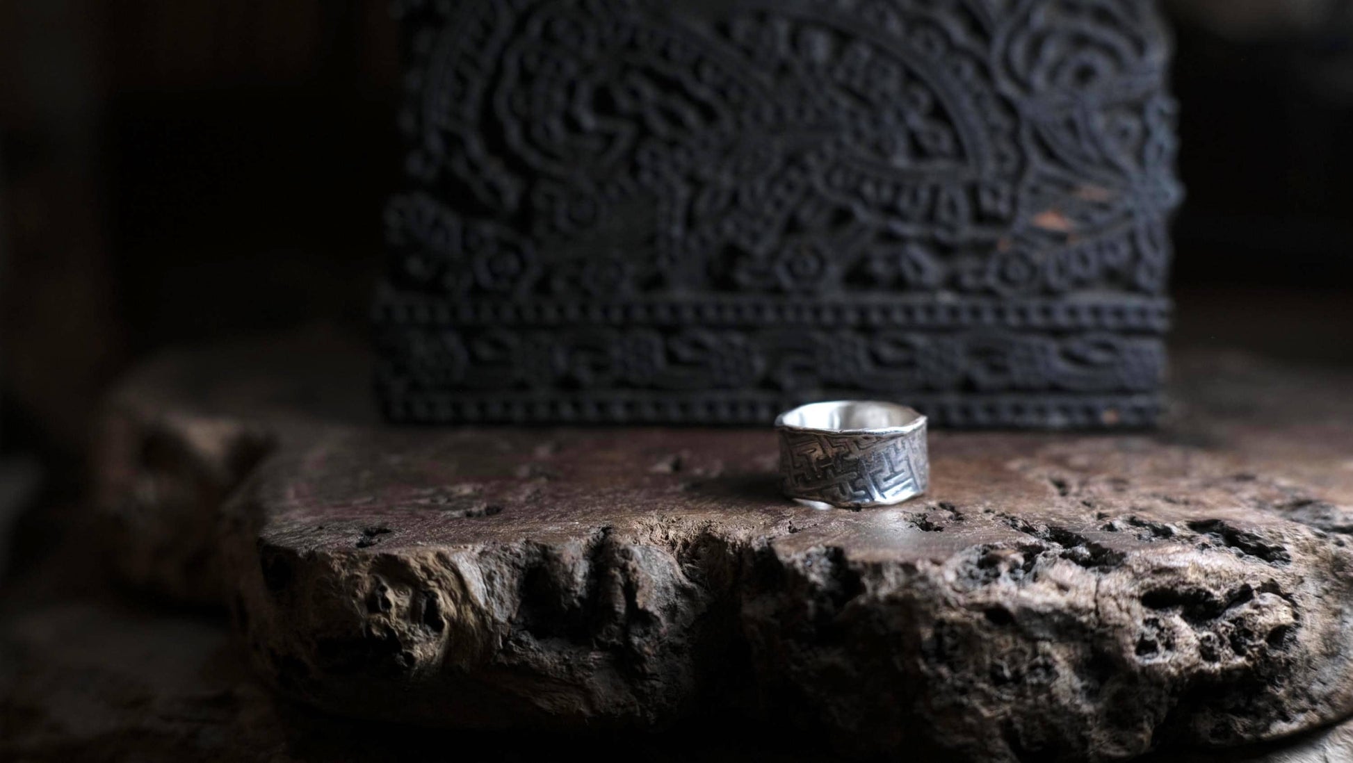Handmade Sterling Silver Geometric Textured Band Ring