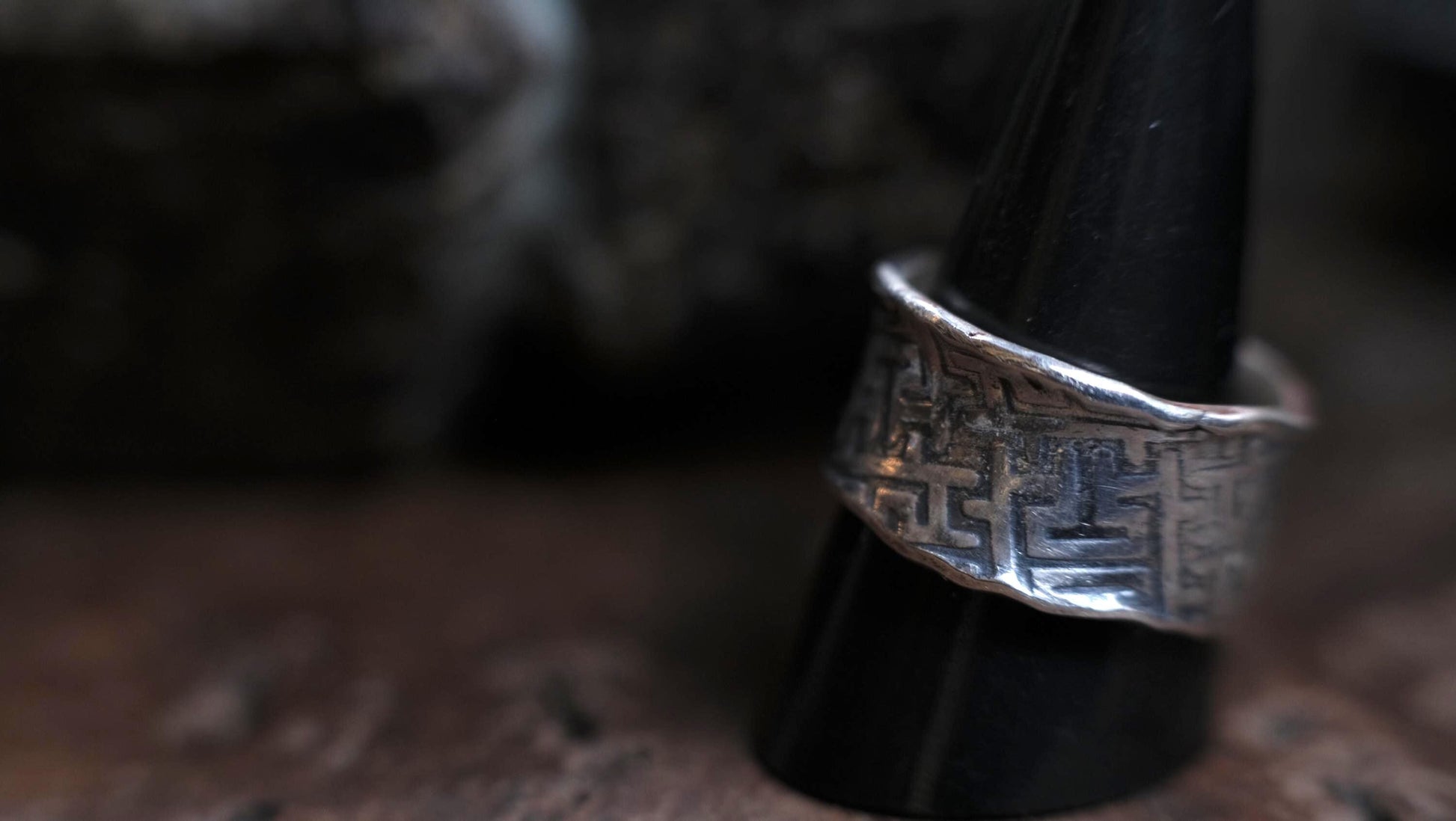 Handmade Sterling Silver Geometric Textured Band Ring