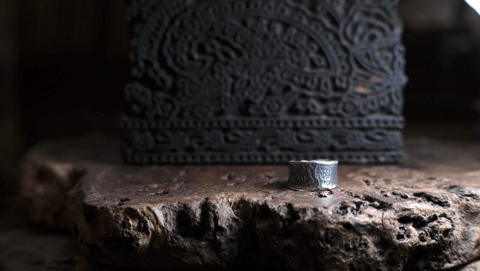 Rustic Textured Sterling Silver Ring - Organic Earth Inspired Band US Size 8.5
