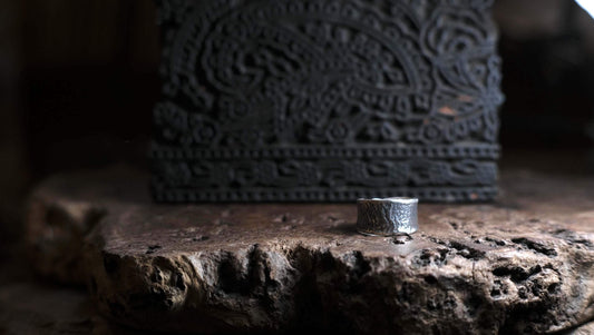 Rustic Textured Sterling Silver Ring - Organic Earth Inspired Band US Size 8.5