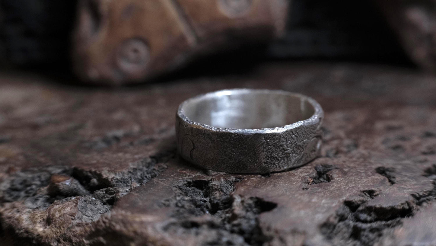 Rugged Pirate Inspired Hand Crafted Sterling Silver Ring US Size 13.25