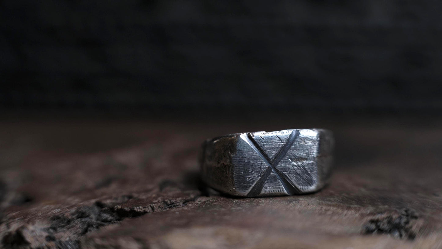 Hand Crafted Sterling Silver Pirate Inspired Signet Ring US Size 9