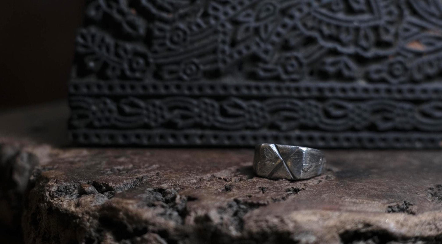 Hand Crafted Sterling Silver Pirate Inspired Signet Ring US Size 9