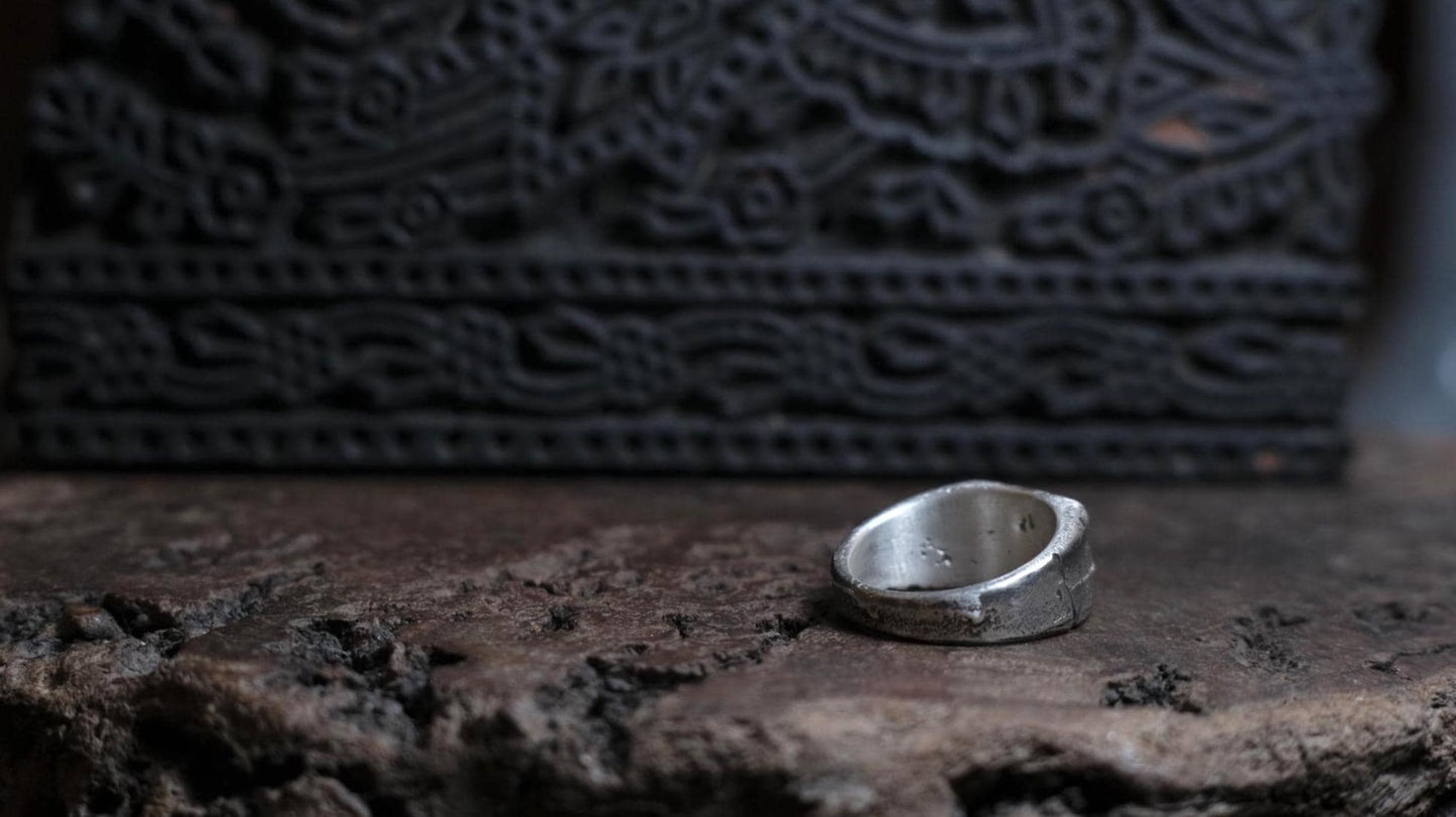 Hand Crafted Sterling Silver Pirate Inspired Signet Ring US Size 9