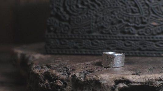 Reticulated Sterling Silver Wide Banded Hand Crafted Ring