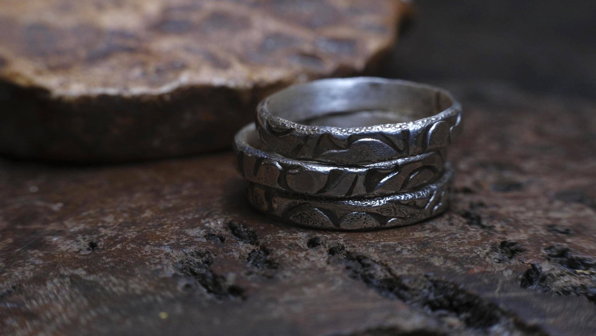 Trio of Sterling Silver Textured Stacking Rings Made to Size