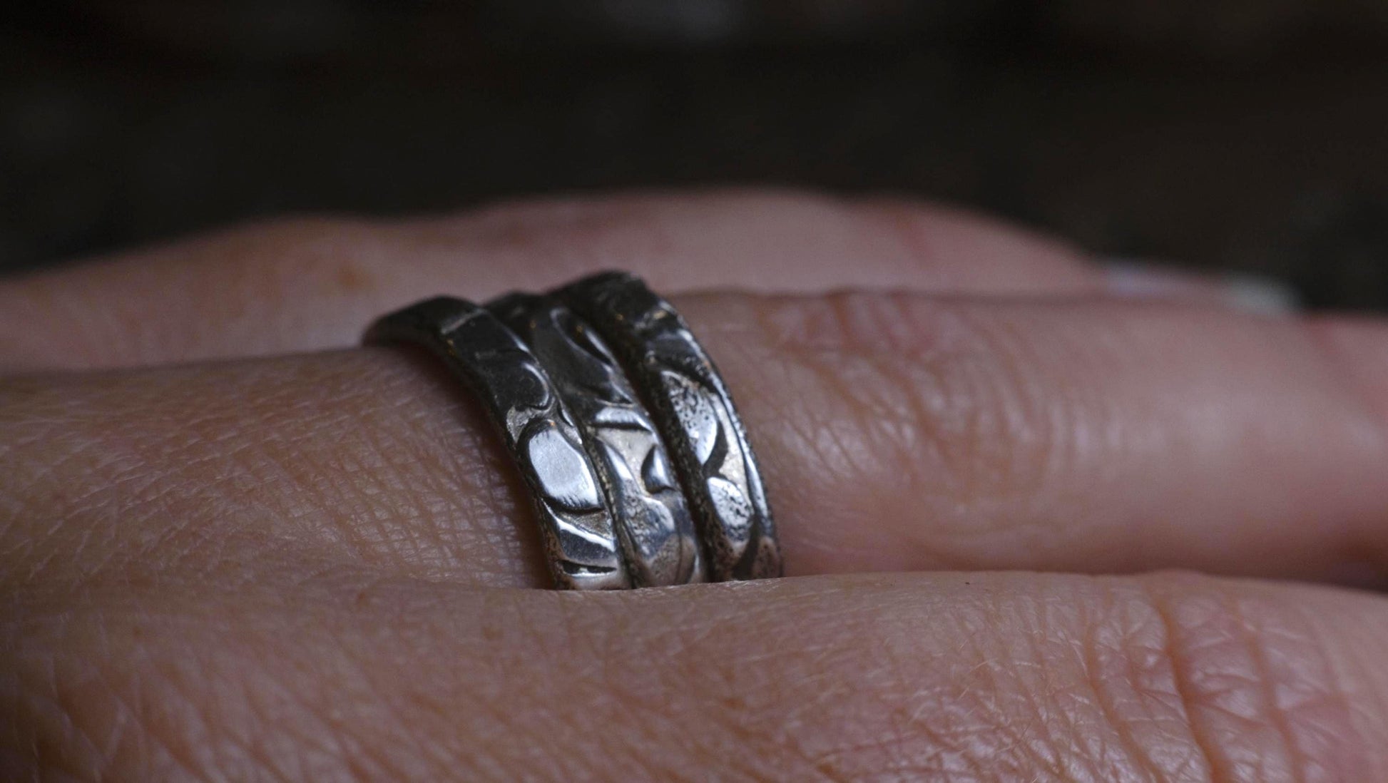 Trio of Sterling Silver Textured Stacking Rings Made to Size