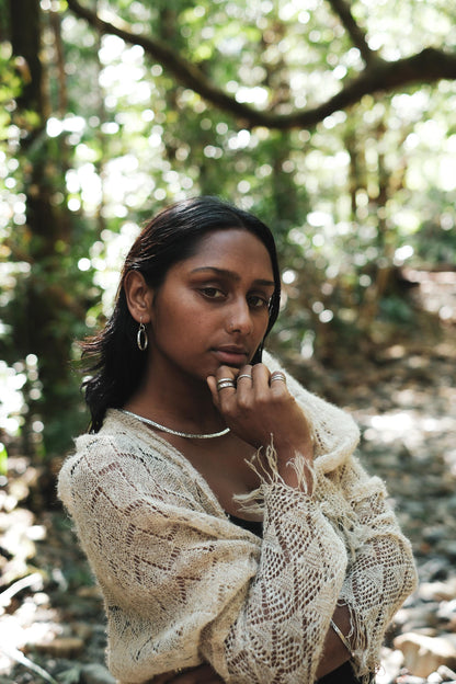 Handmade sterling silver arabesque choker with oxidised reticulated texture