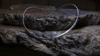 Handmade sterling silver arabesque choker with oxidised reticulated texture