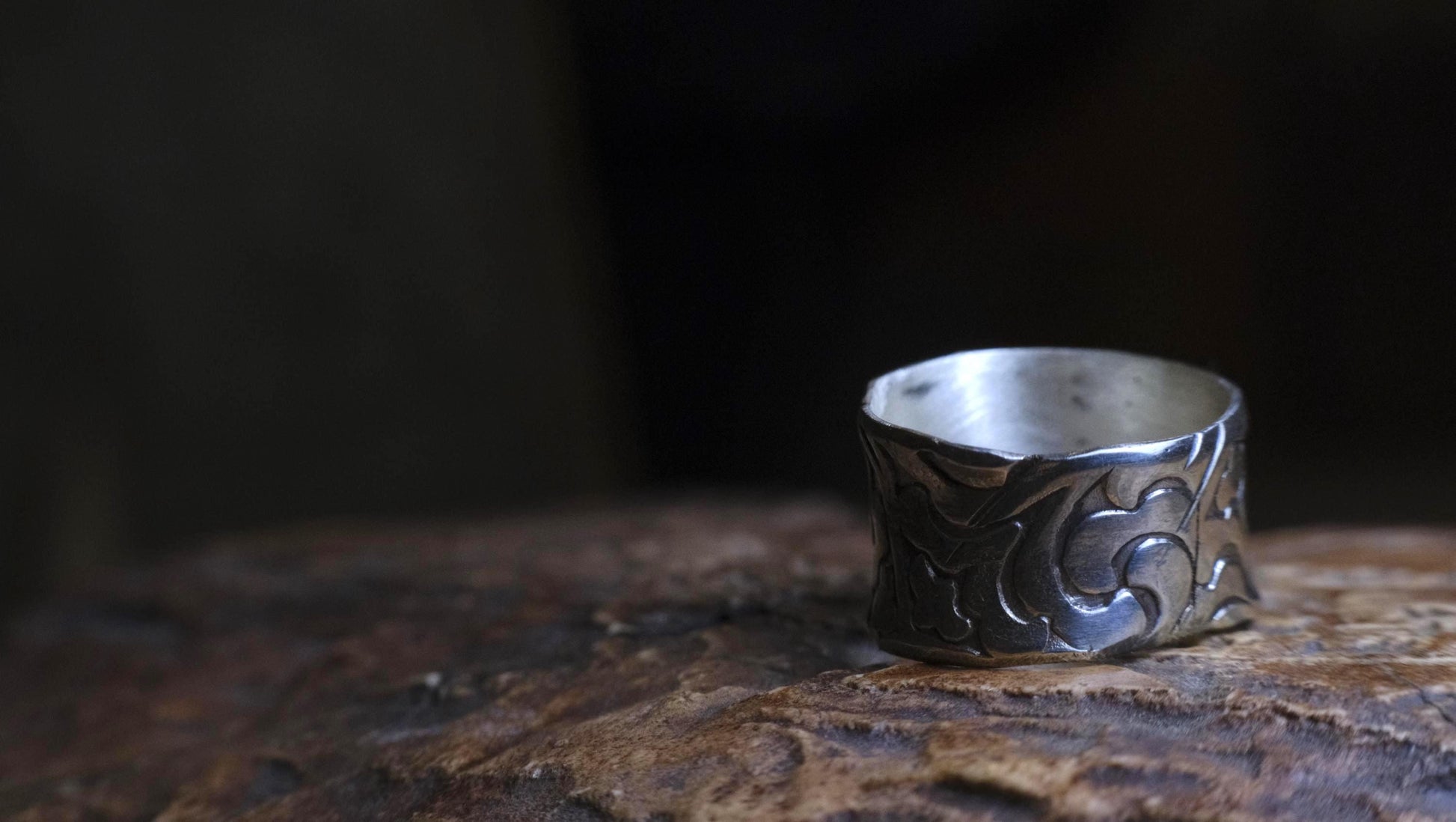 Arabesque Motif Pirate Treasure Sterling Silver Ring US Size 7
