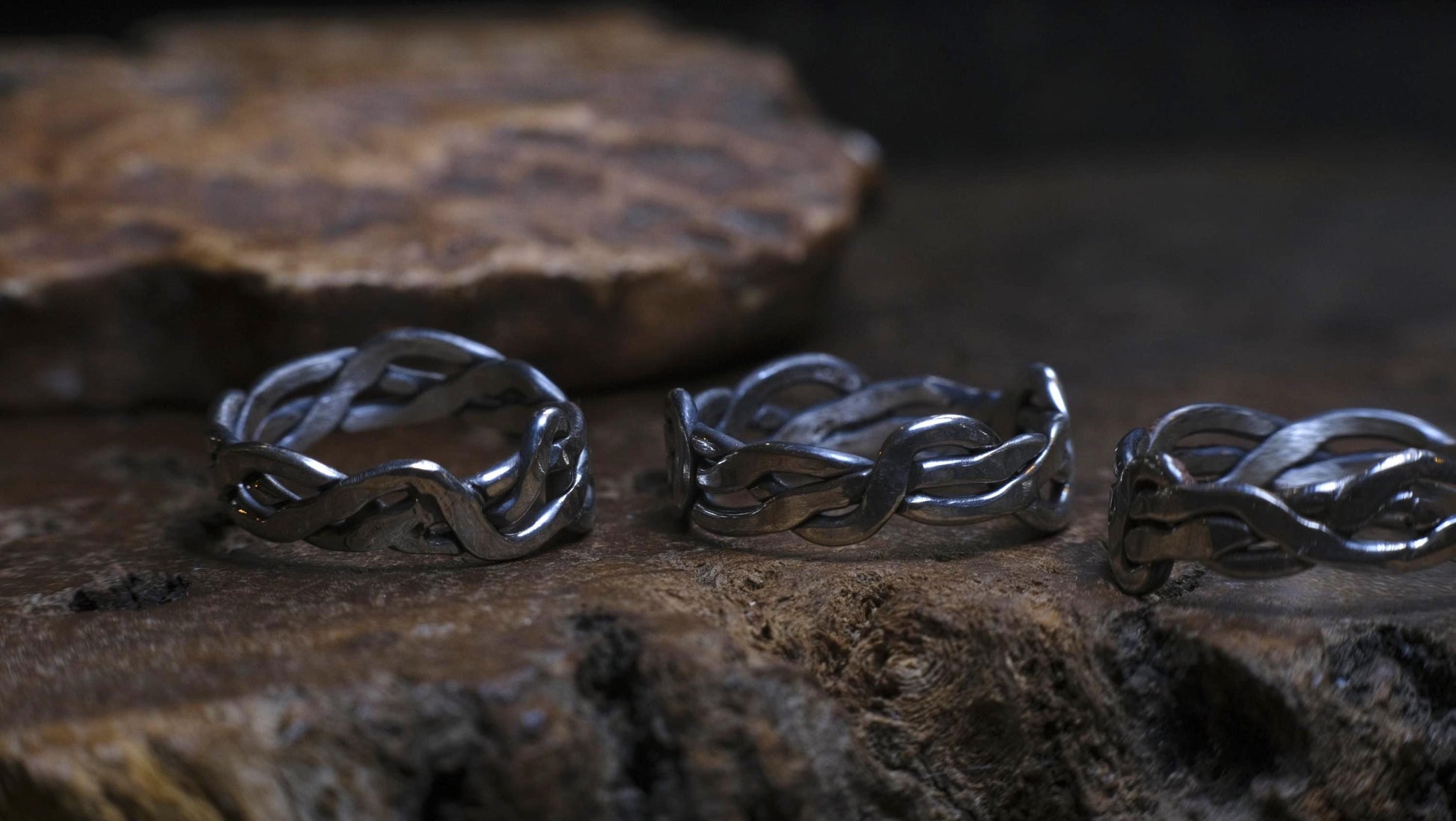Medium Banded Sterling Silver Woven Rings Made to Size