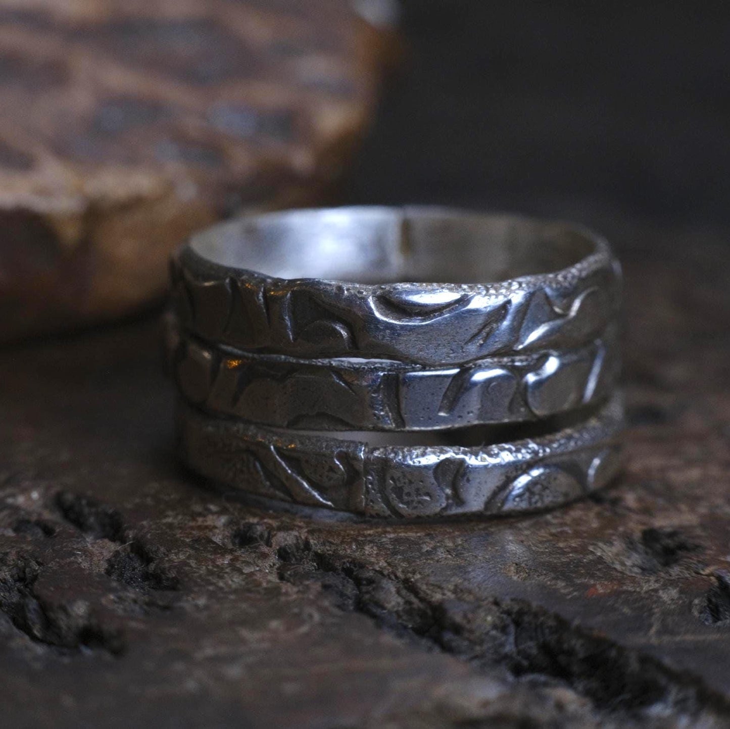 Trio of Sterling Silver Textured Stacking Rings Made to Size
