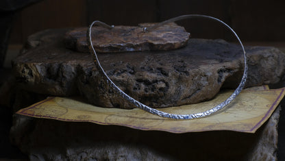 Handmade sterling silver arabesque choker with oxidised reticulated texture