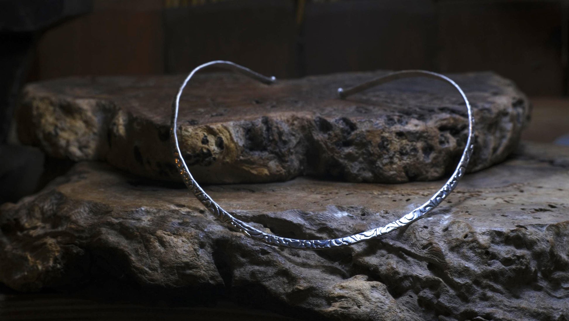 Hand Crafted Sterling Silver Choker with Arabesque Style Motif