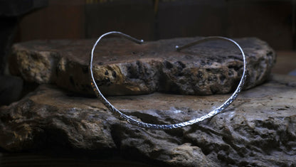 Handmade sterling silver arabesque choker with oxidised reticulated texture