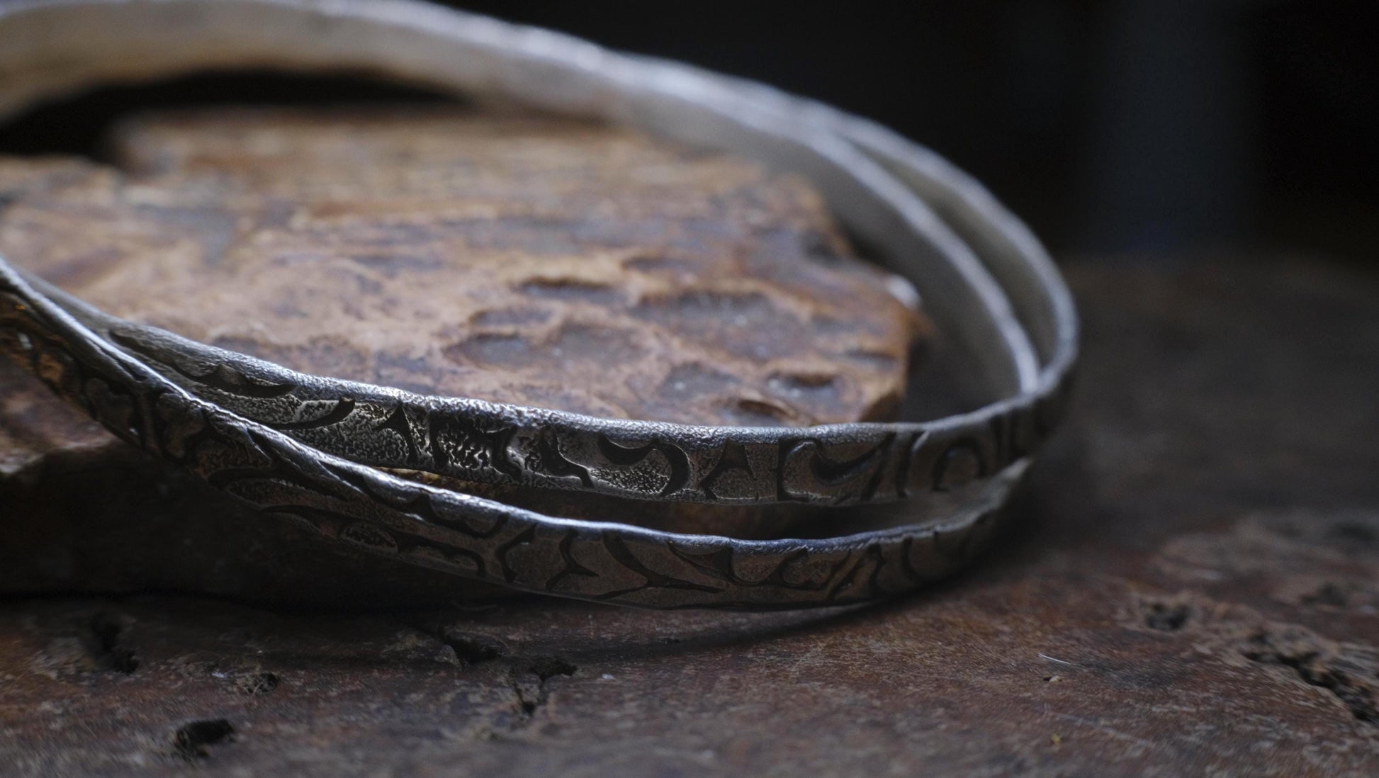 Double Bangles in Sterling Silver with Arabesque Motif Made to Order