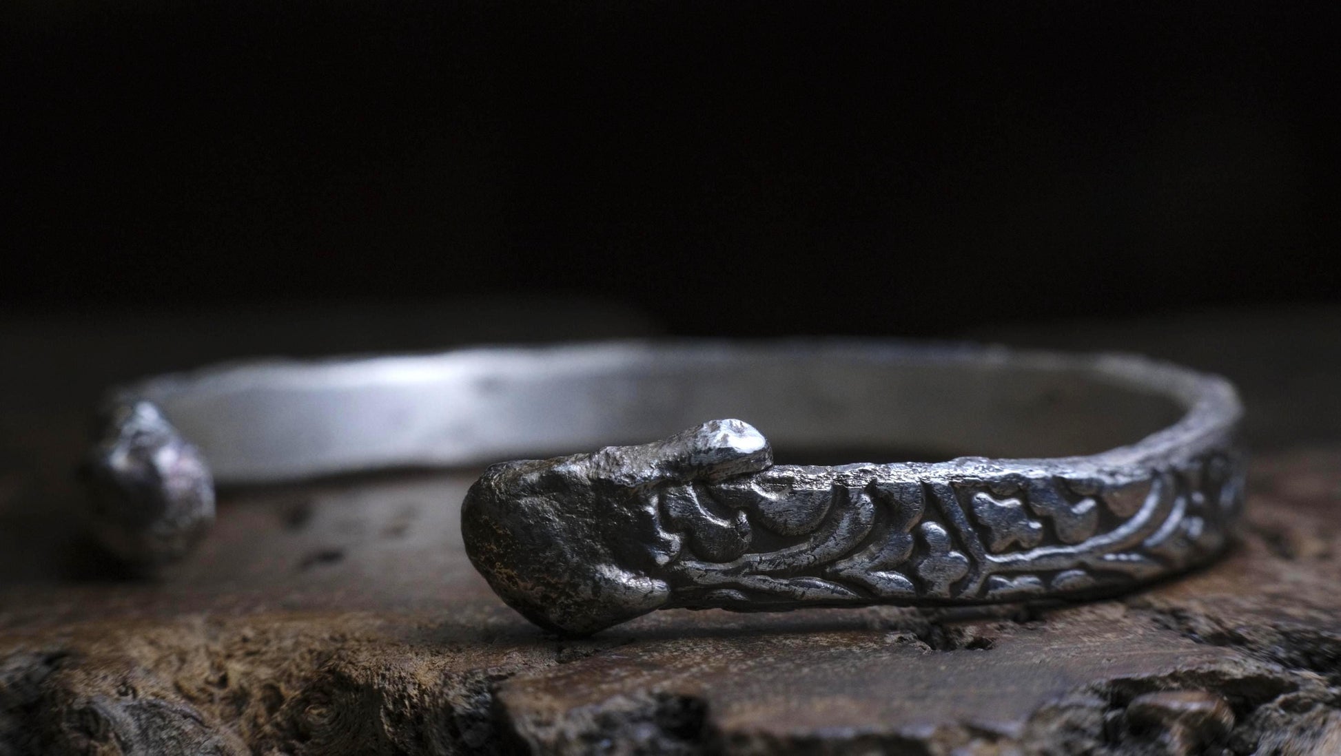 Chunky Pirate Inspired Sterling Silver Textured Cuff