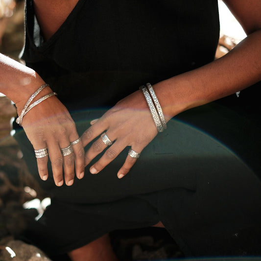 Chunky Pirate Inspired Sterling Silver Textured Cuff