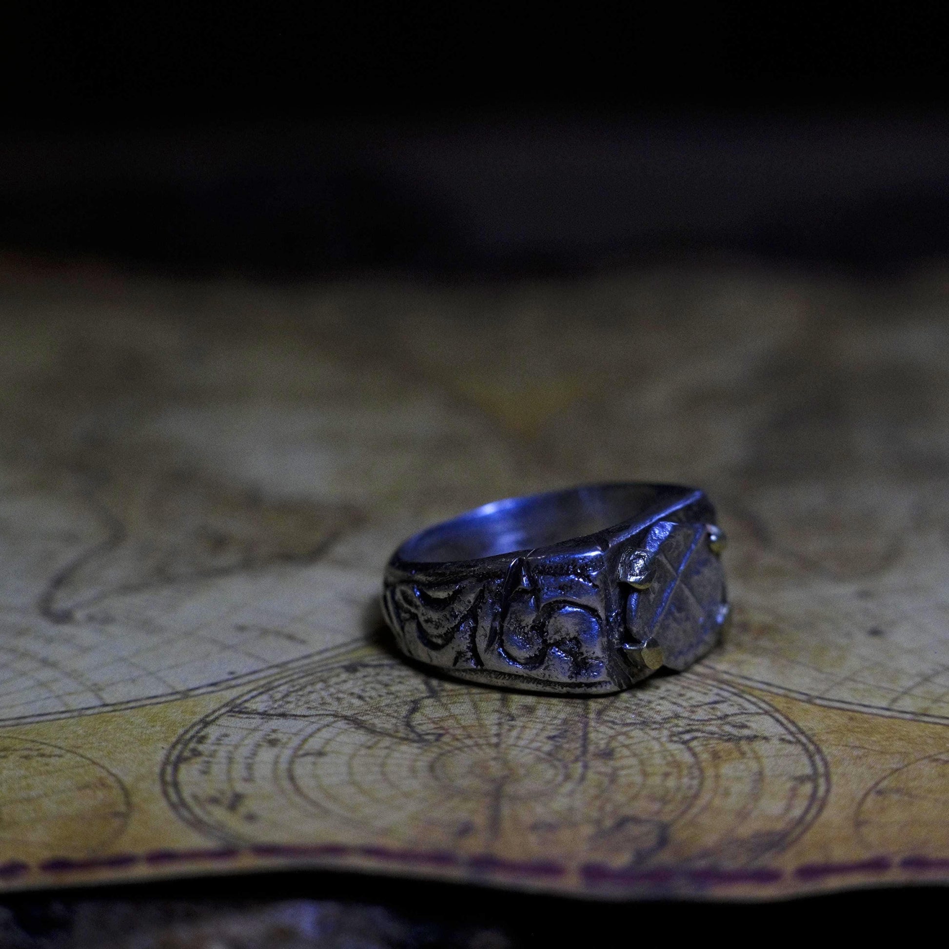 14ct Gold Set Late 1600's 1/2 Real on Sterling Silver Ring