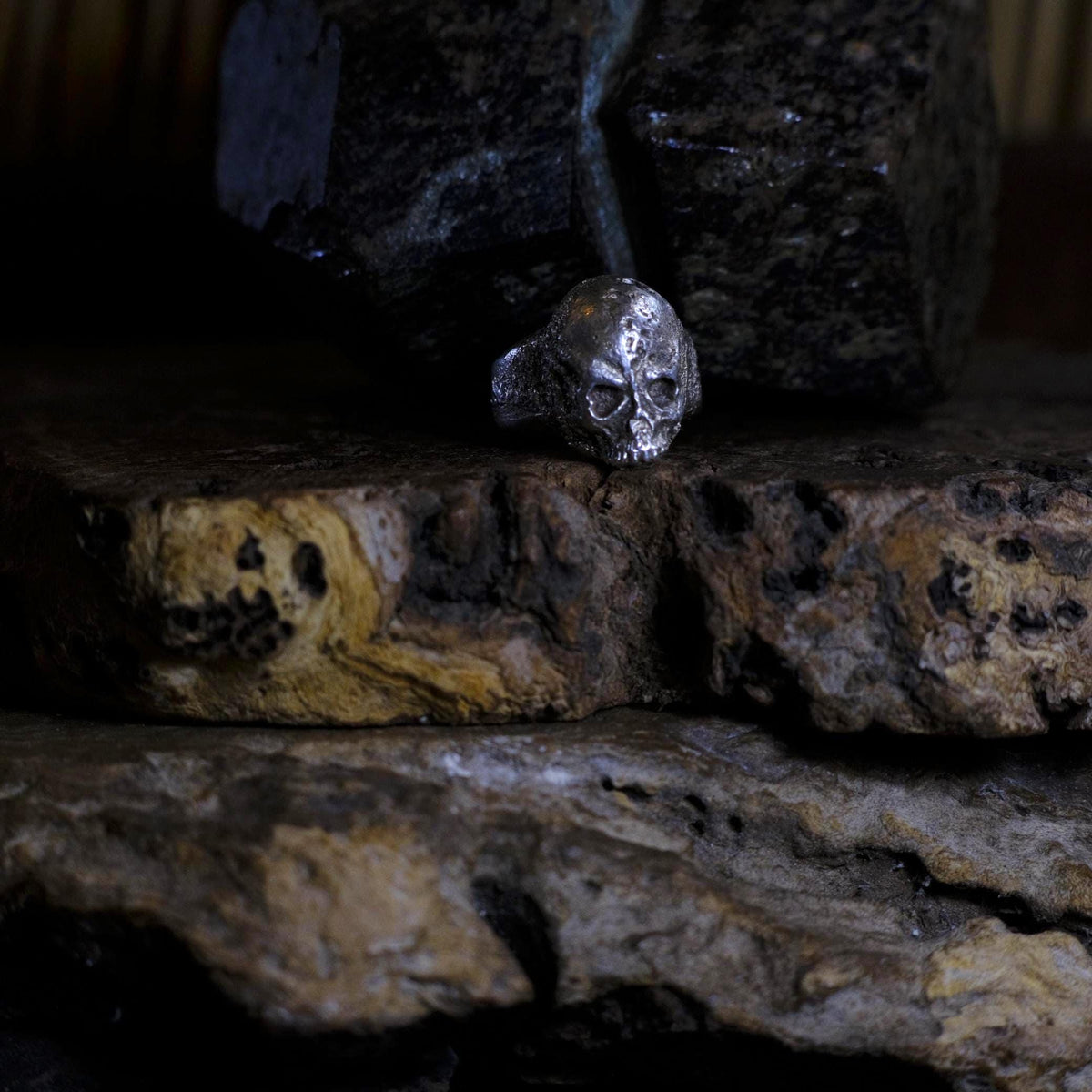 Chunky Sterling Silver Skull Ring – alternate view 10