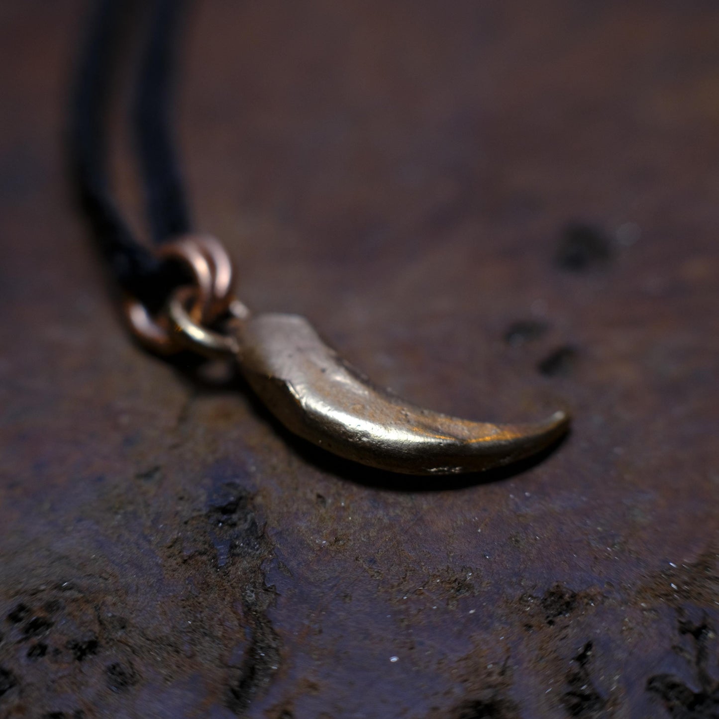 Brass Wedge Tailed Eagle Talon Small Pendant with Adjustable Hand Woven Style Necklace