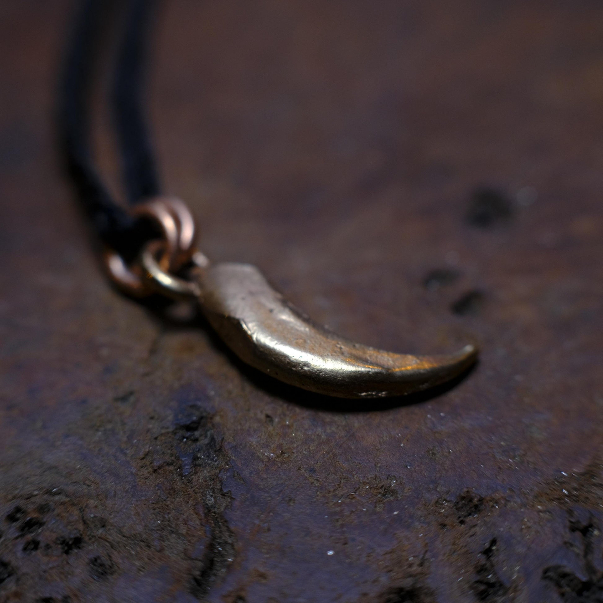 Brass Wedge Tailed Eagle Talon Small Pendant with Adjustable Hand Woven Style Necklace