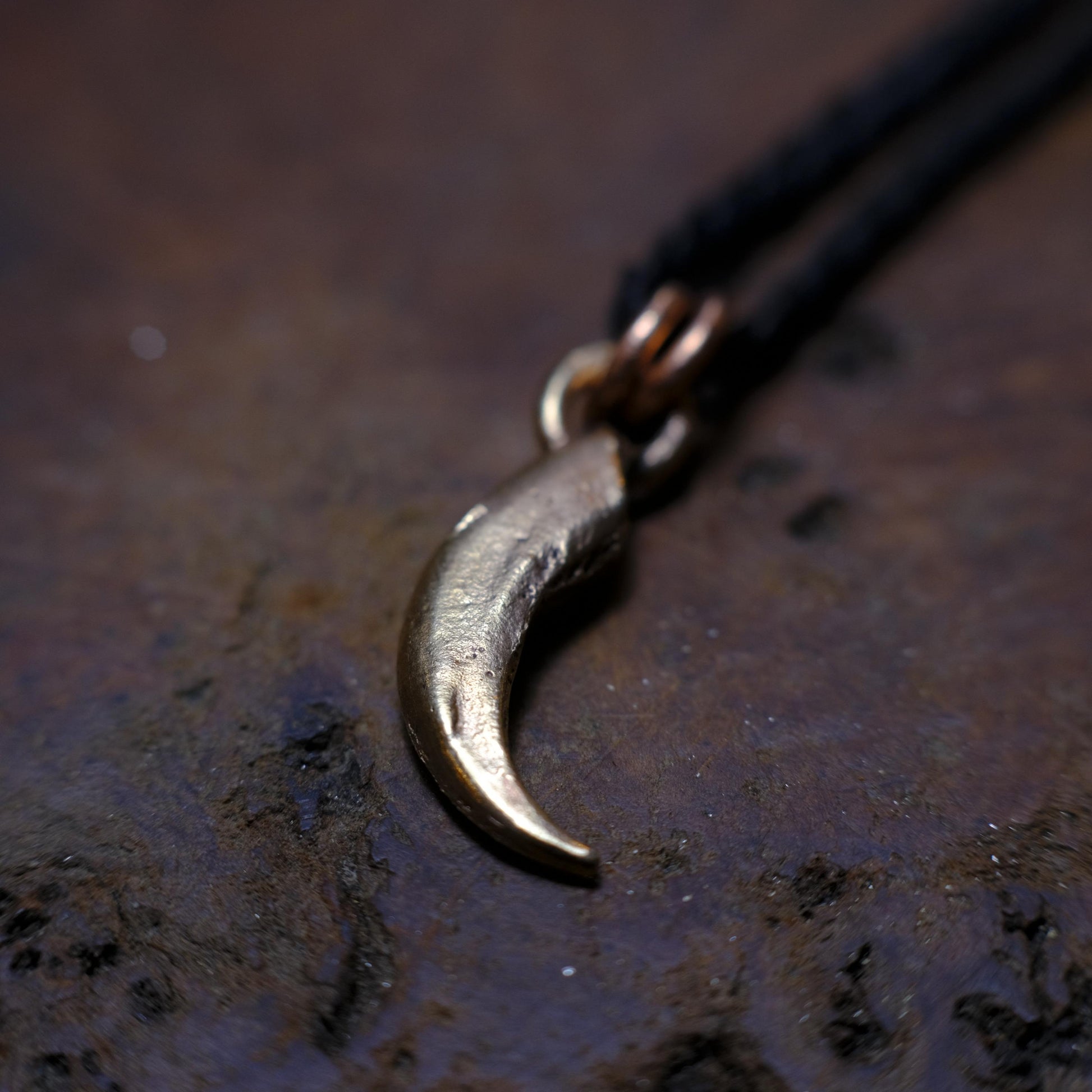 Brass Wedge Tailed Eagle Talon Small Pendant with Adjustable Hand Woven Style Necklace
