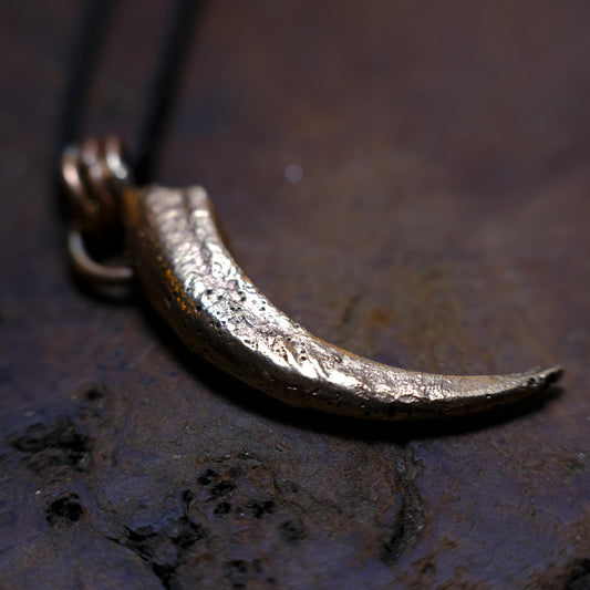 Brass Wedge Tailed Eagle Talon Large Pendant with Adjustable Hand Woven Style Necklace