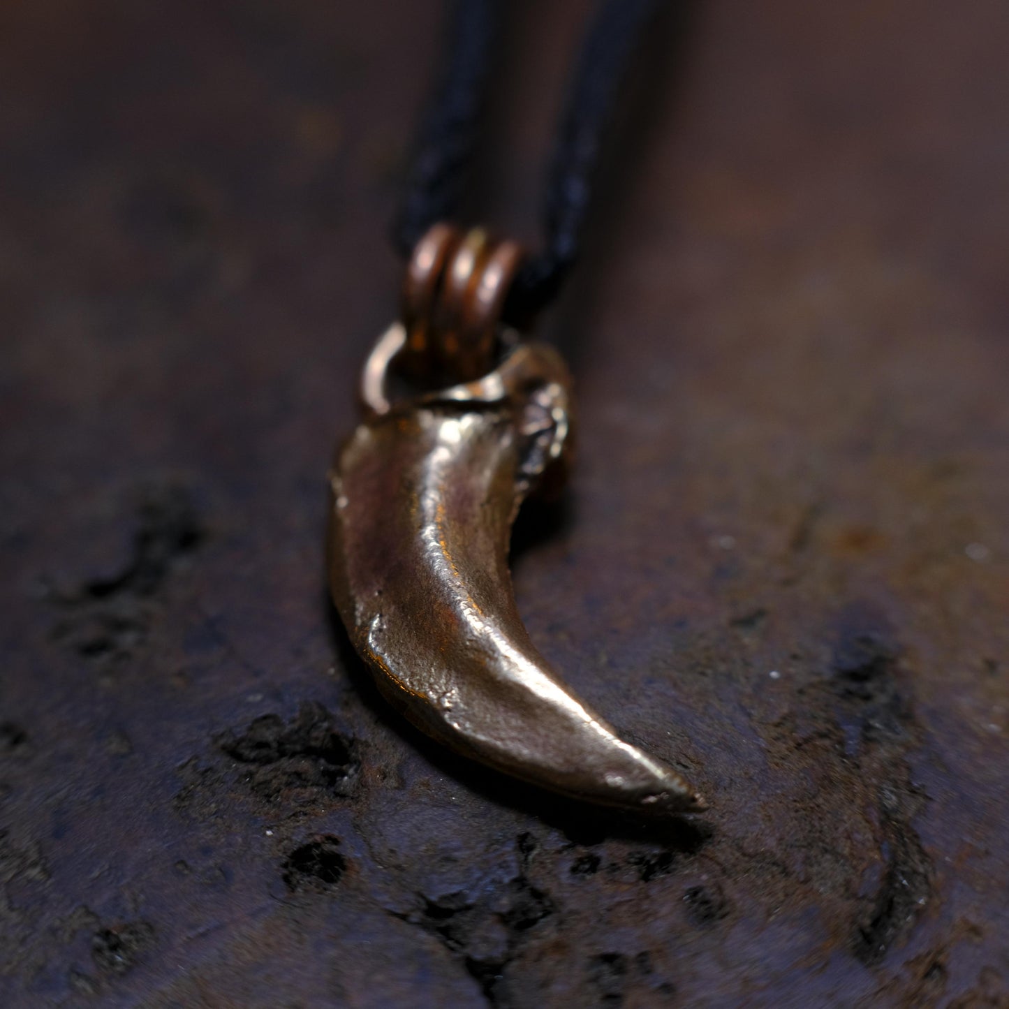 Brass Wolf Claw Pendant with Adjustable Hand Woven Style Necklace