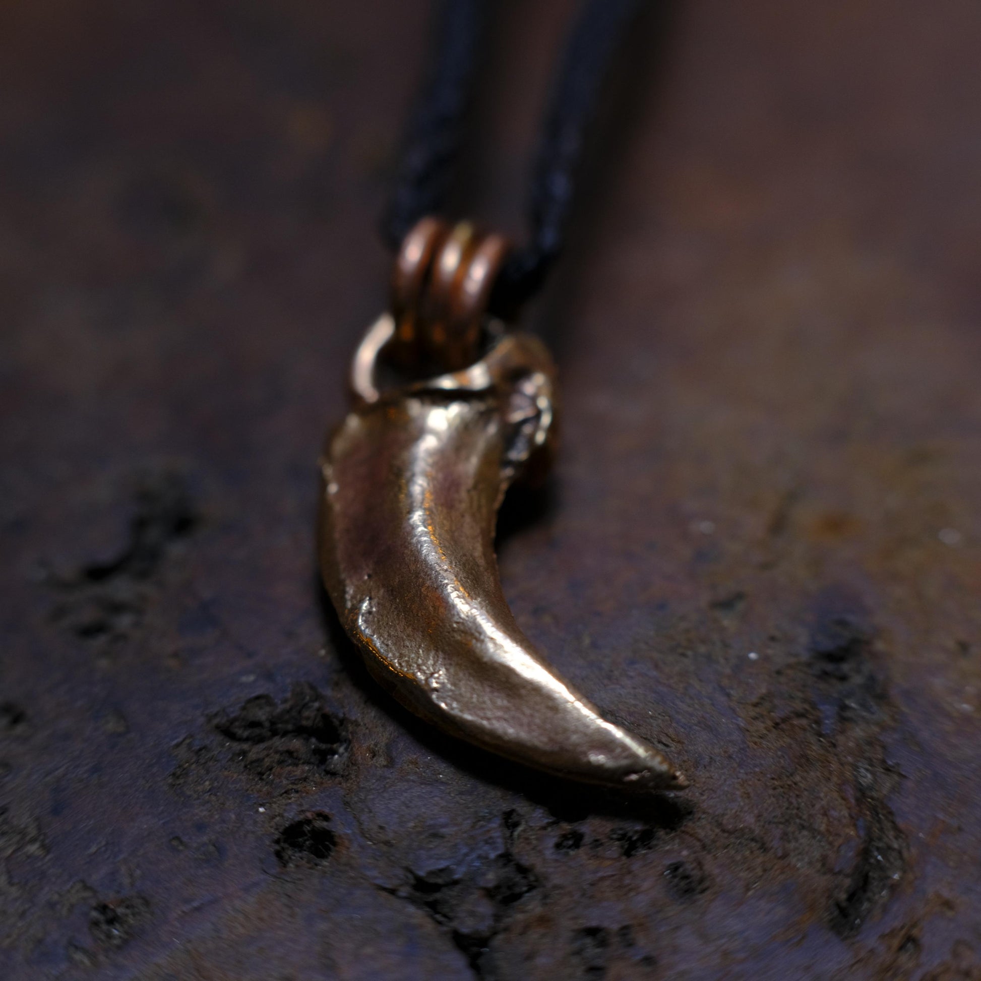 Brass Wolf Claw Pendant with Adjustable Hand Woven Style Necklace