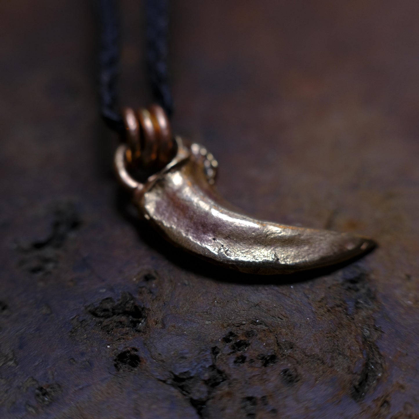 Brass Wolf Claw Pendant with Adjustable Hand Woven Style Necklace