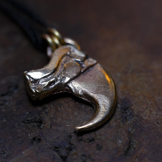Brass Tiger Claw Pendant with Adjustable Hand Woven Style Necklace