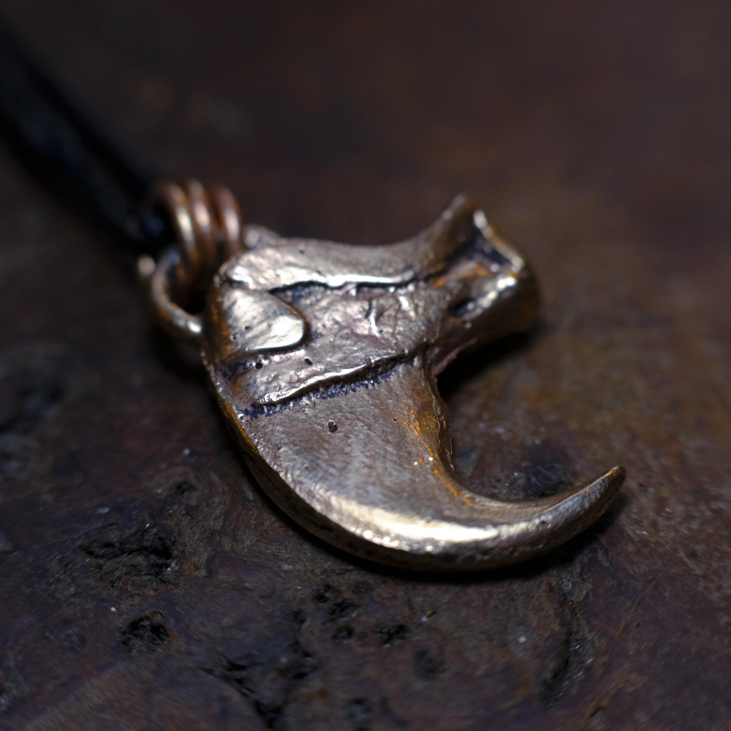 Brass Tiger Claw Pendant with Adjustable Hand Woven Style Necklace