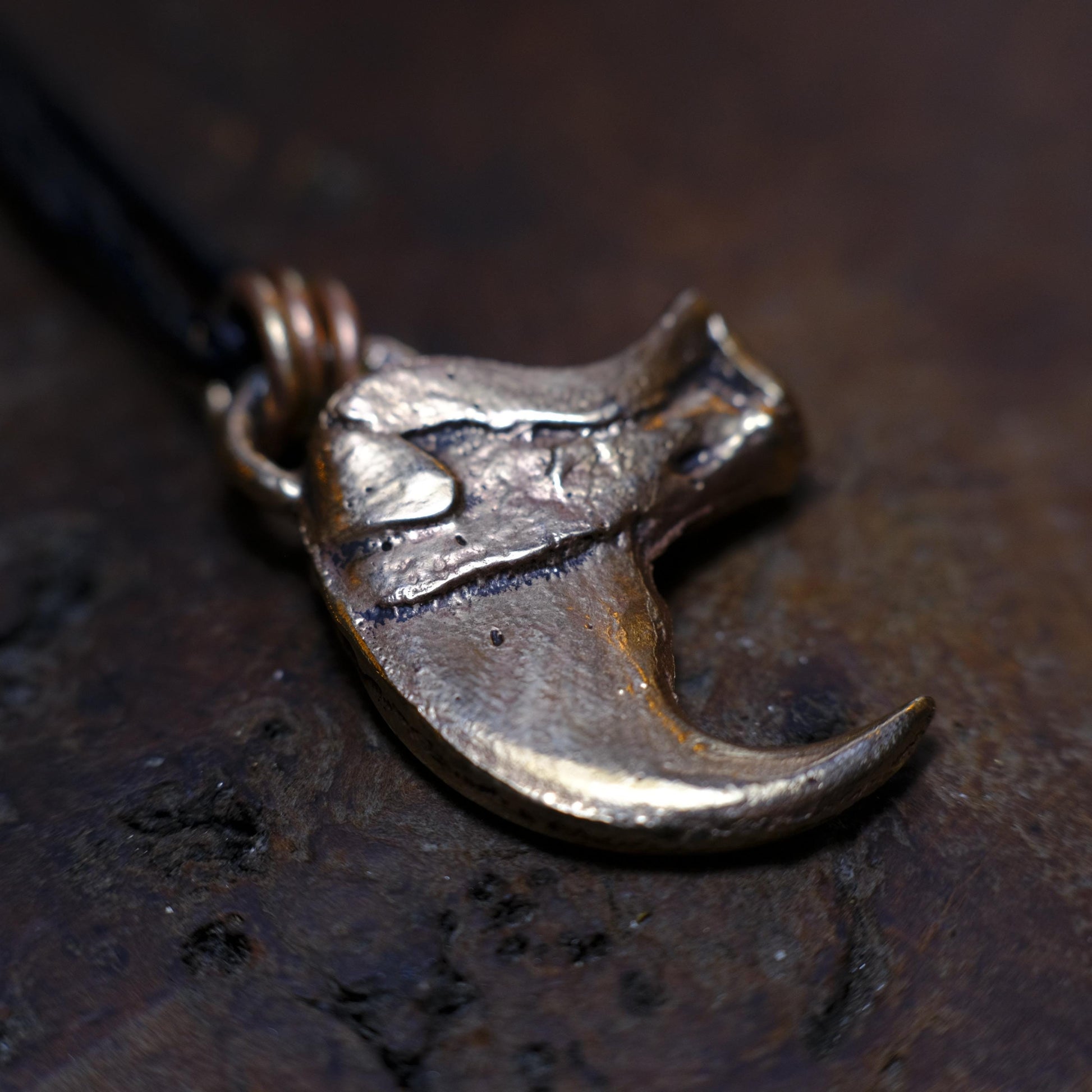 Brass Tiger Claw Pendant with Adjustable Hand Woven Style Necklace