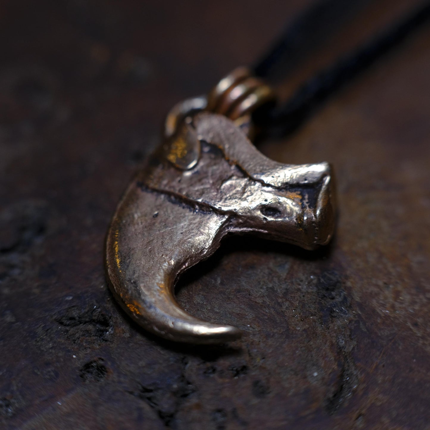 Brass Tiger Claw Pendant with Adjustable Hand Woven Style Necklace