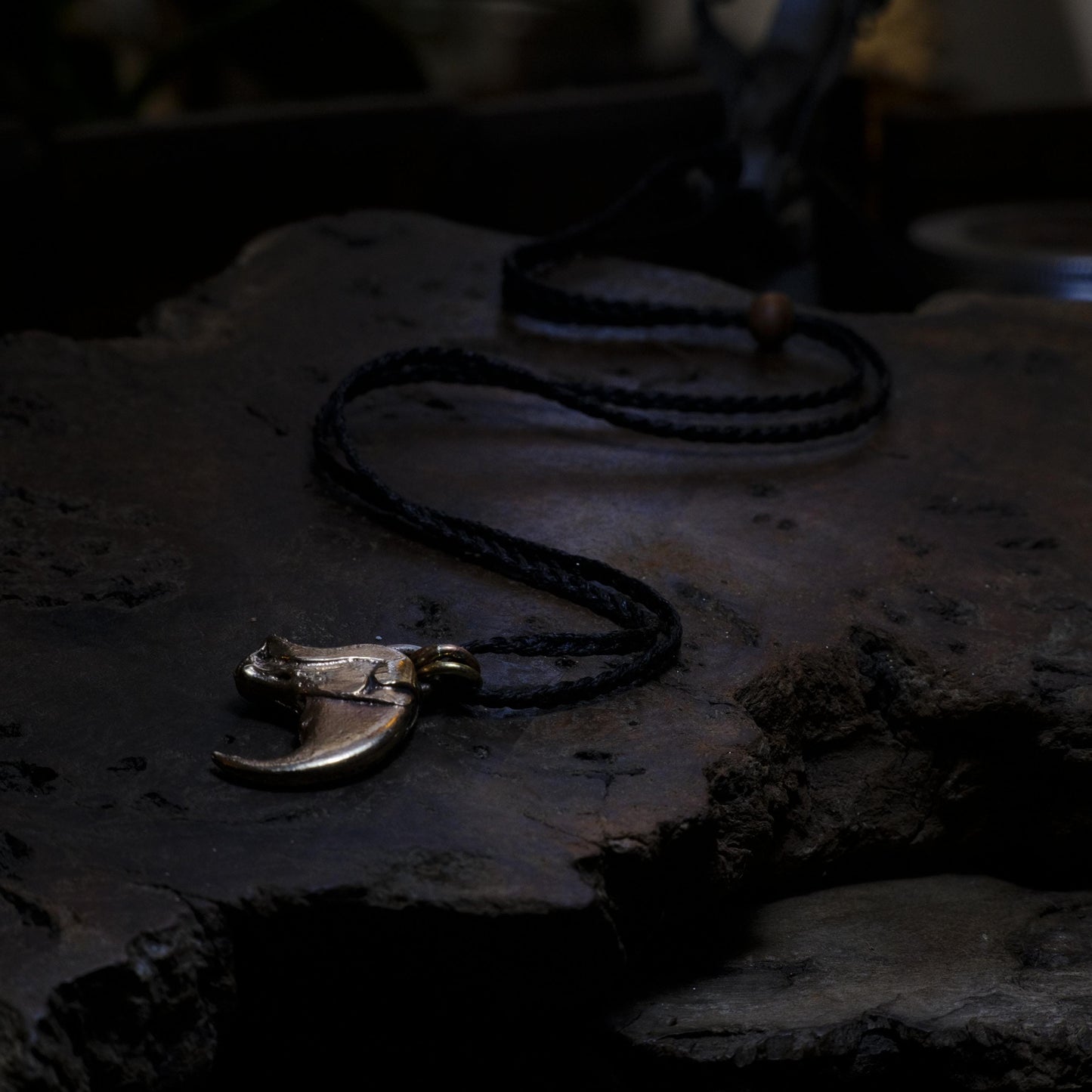 Brass Tiger Claw Pendant with Adjustable Hand Woven Style Necklace