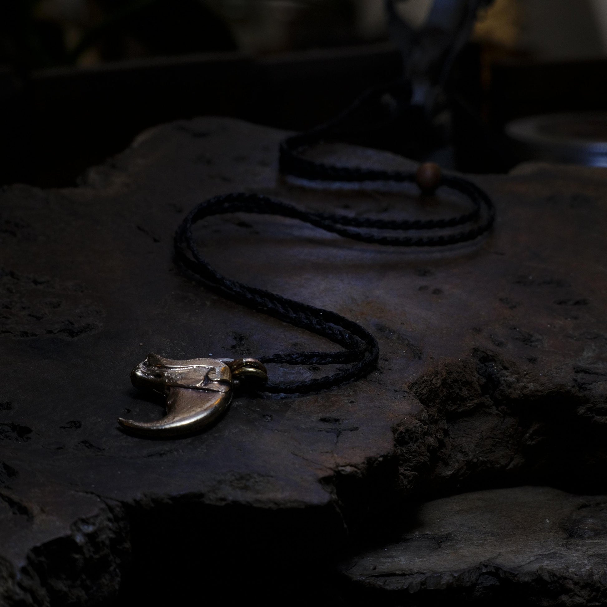 Brass Tiger Claw Pendant with Adjustable Hand Woven Style Necklace