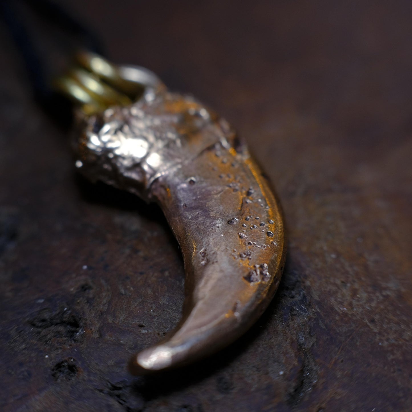 Brass Bear Claw Pendant with Adjustable Hand Woven Style Necklace