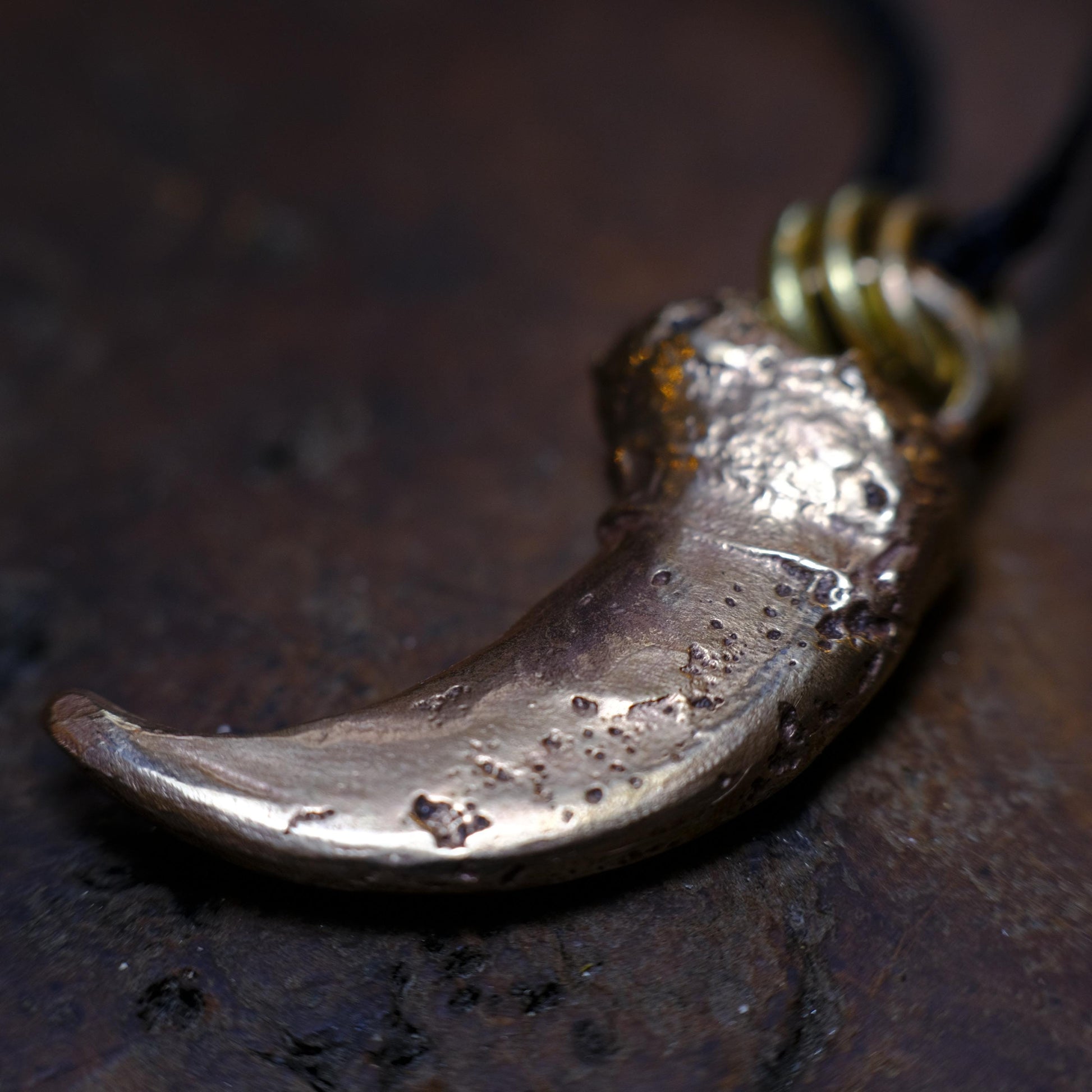 Brass Bear Claw Pendant with Adjustable Hand Woven Style Necklace