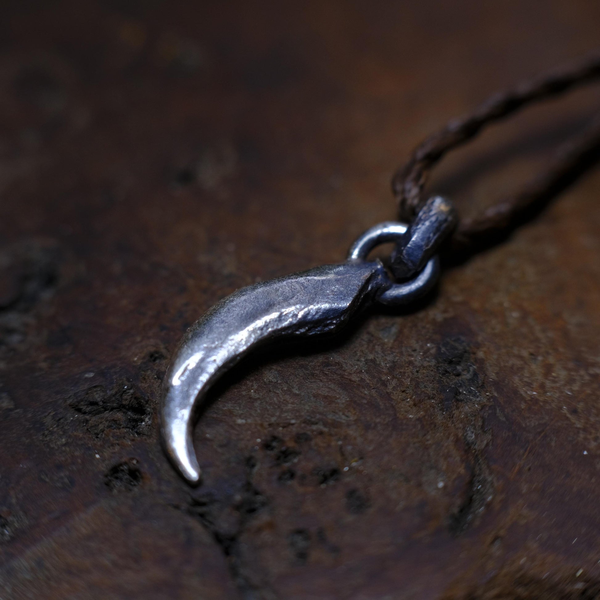 Silver Wedge Tailed Eagle Talon Small Pendant with Adjustable Hand Woven Style Necklace