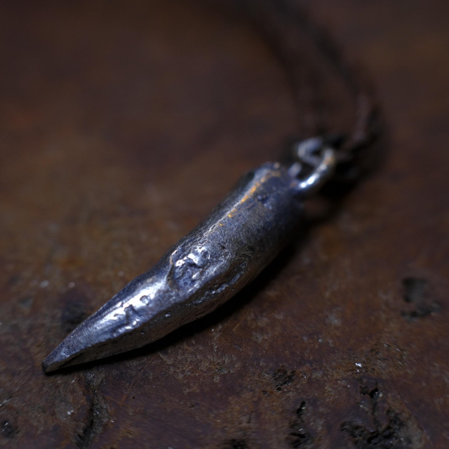 Silver Crocodile Tooth Pendant with Adjustable Hand Woven Macrame Style Necklace