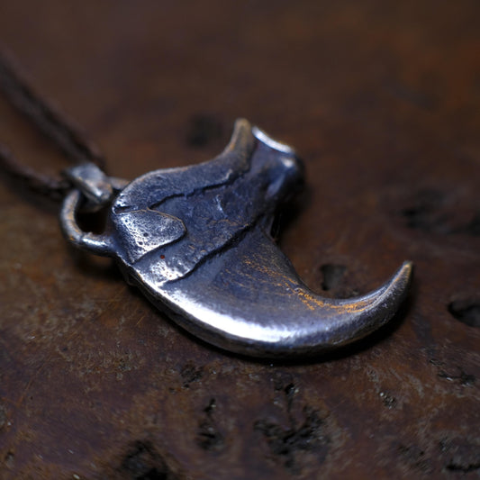 Sterling Silver Tiger Claw Pendant with Adjustable Hand Woven Style Necklace