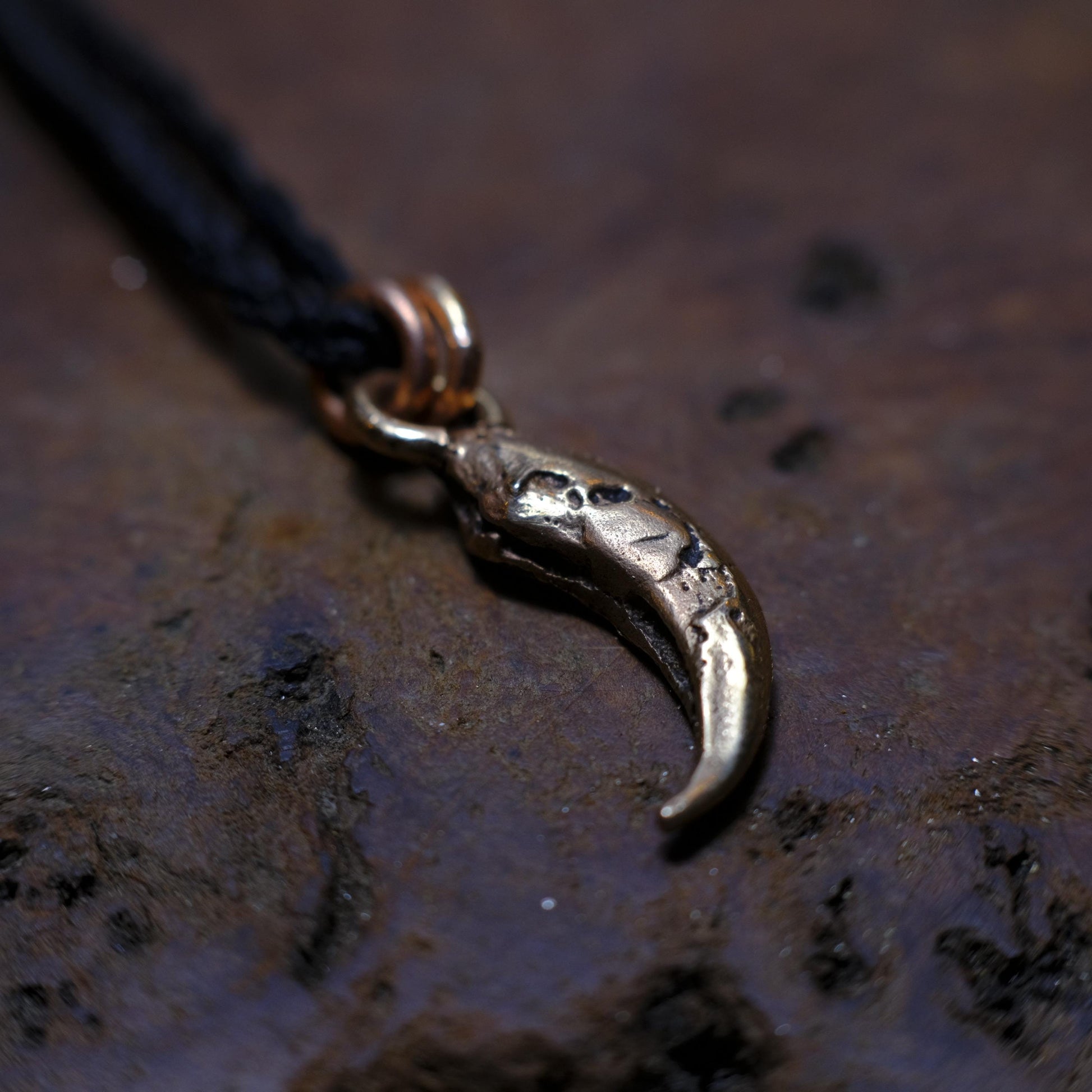 Brass Wedge Tailed Eagle Talon Small Pendant with Adjustable Hand Woven Style Necklace
