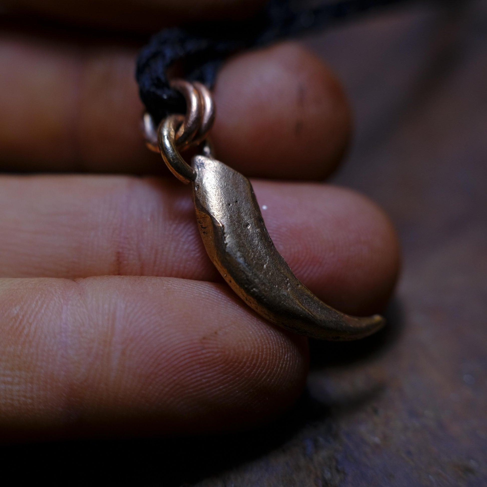Brass Wedge Tailed Eagle Talon Small Pendant with Adjustable Hand Woven Style Necklace