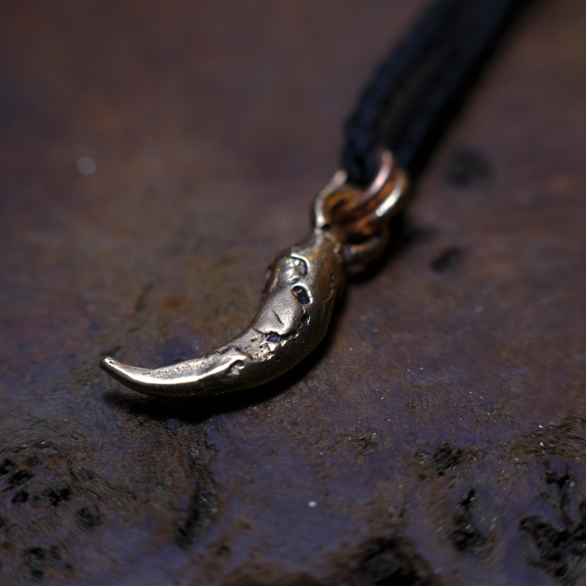Brass Wedge Tailed Eagle Talon Small Pendant with Adjustable Hand Woven Style Necklace