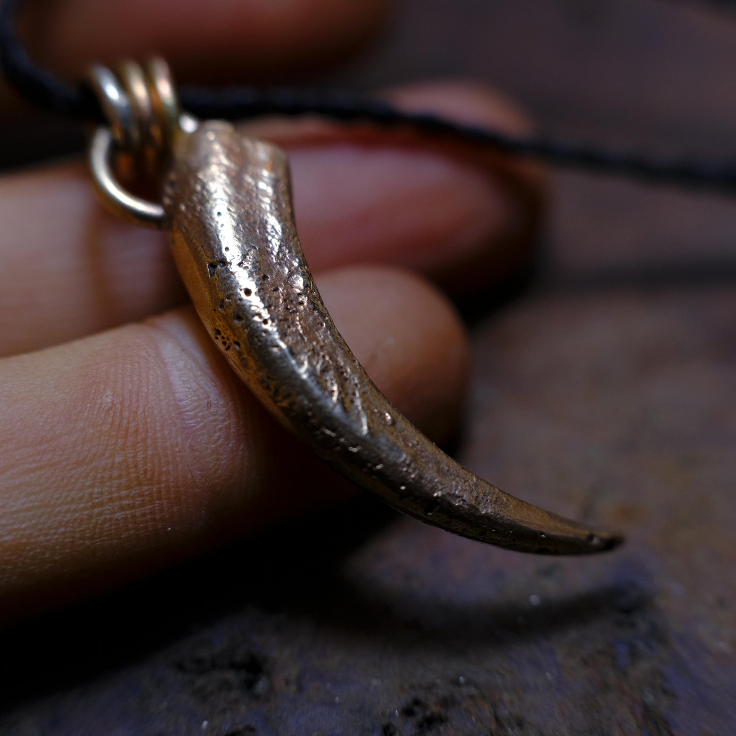 Brass Wedge Tailed Eagle Talon Large Pendant with Adjustable Hand Woven Style Necklace