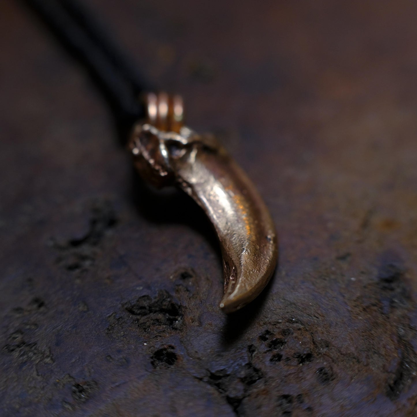 Brass Wolf Claw Pendant with Adjustable Hand Woven Style Necklace