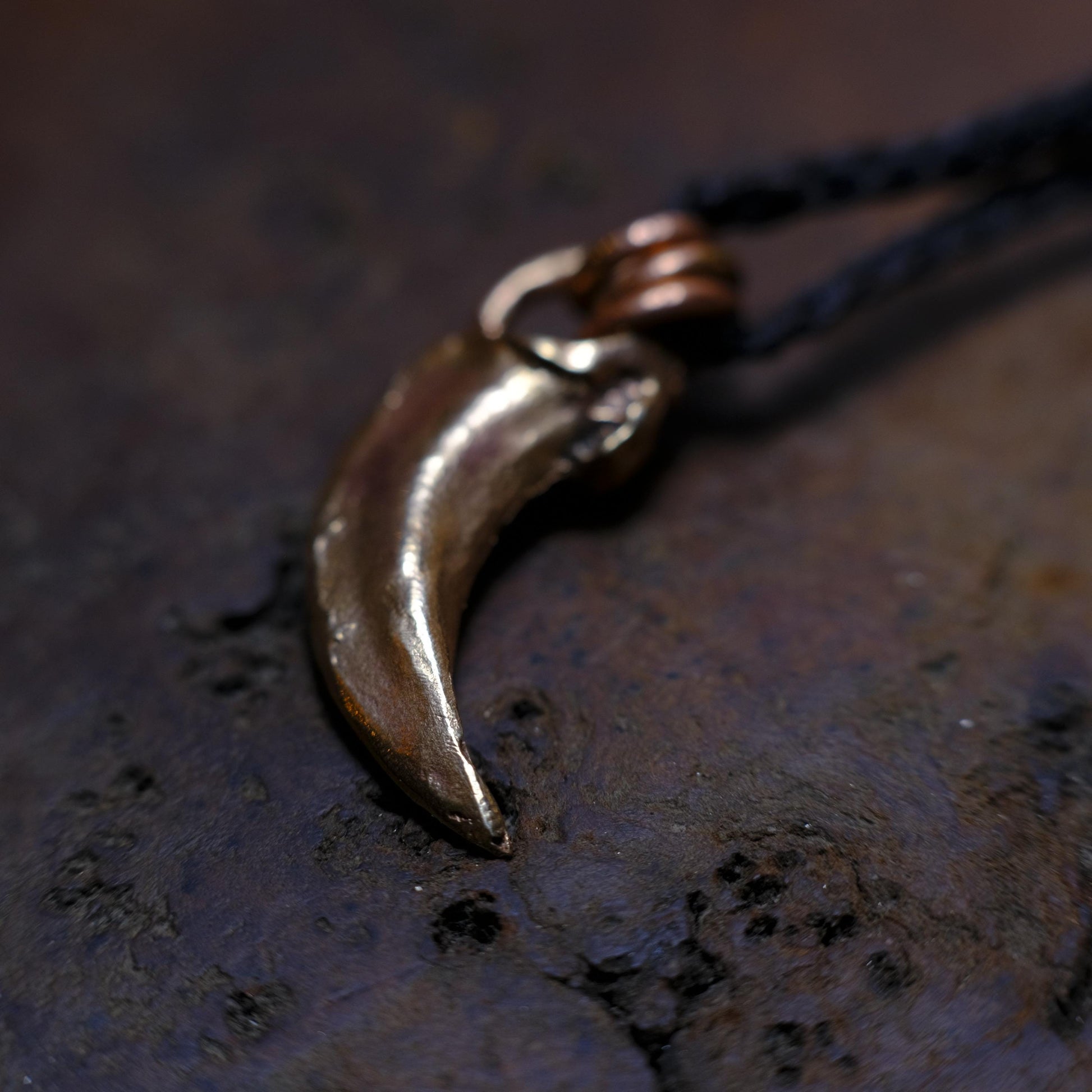 Brass Wolf Claw Pendant with Adjustable Hand Woven Style Necklace